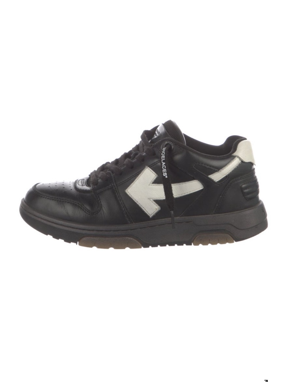 Off-White Black Leather Low-Top Sneaker with White Arrow